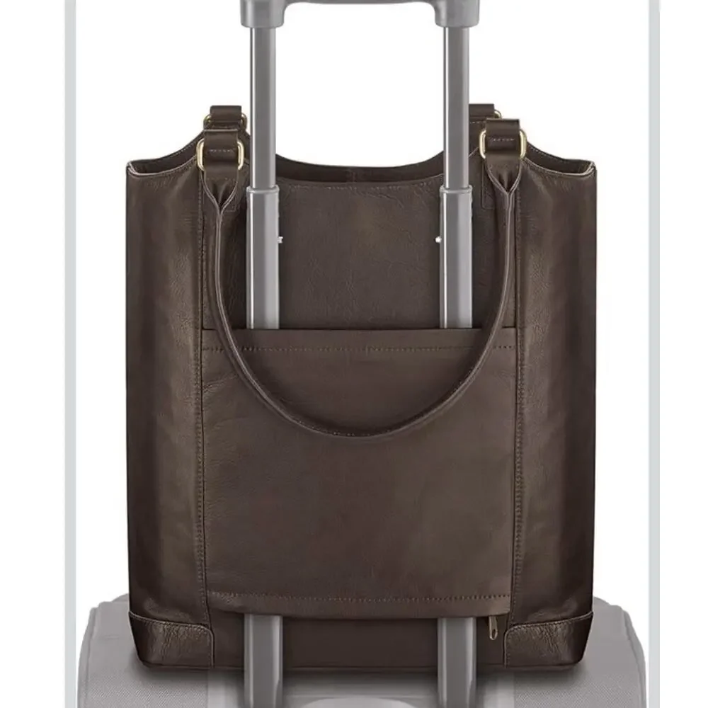 Solo New York Leather Laptop Tote Bag Commuter Travel Trolley Corpcore Sz OS